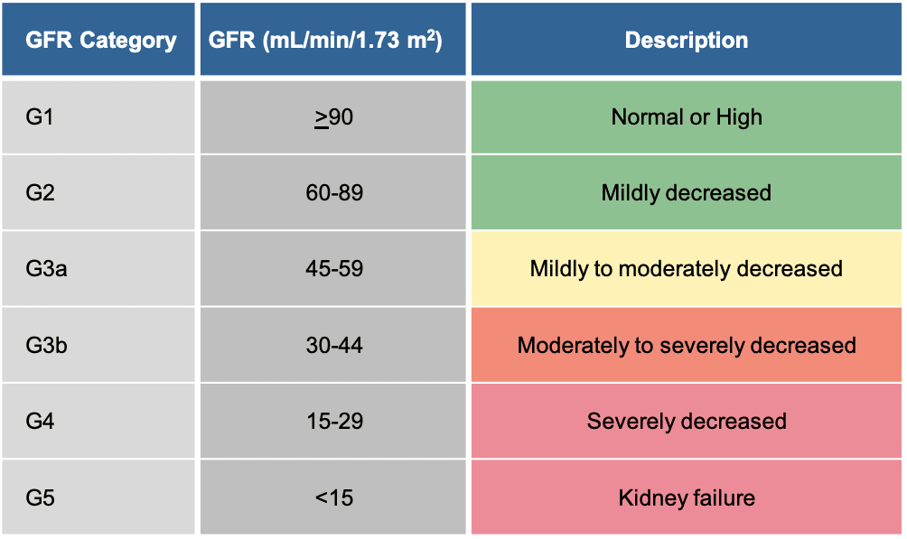 Kidney Function Test Normal Values Chart